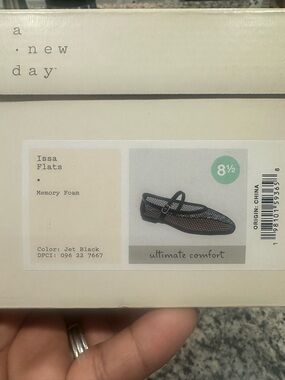 a new day Jet Black Mesh Mary Jane Flats